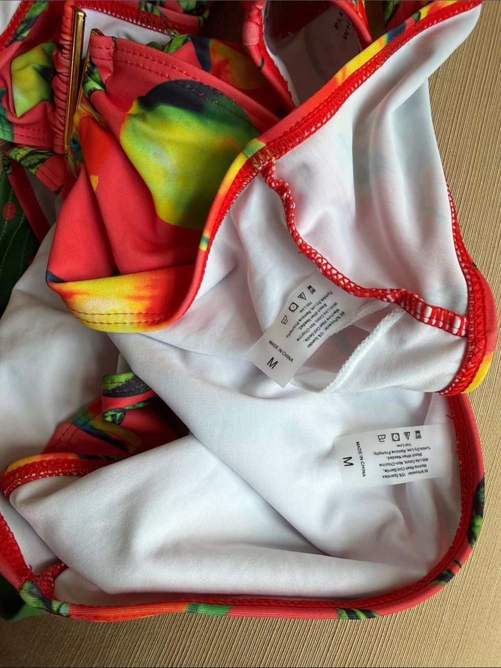 Source Unknown Red and Green One-Shoulder High-Waist Bikini Set - Picture 12 of 12